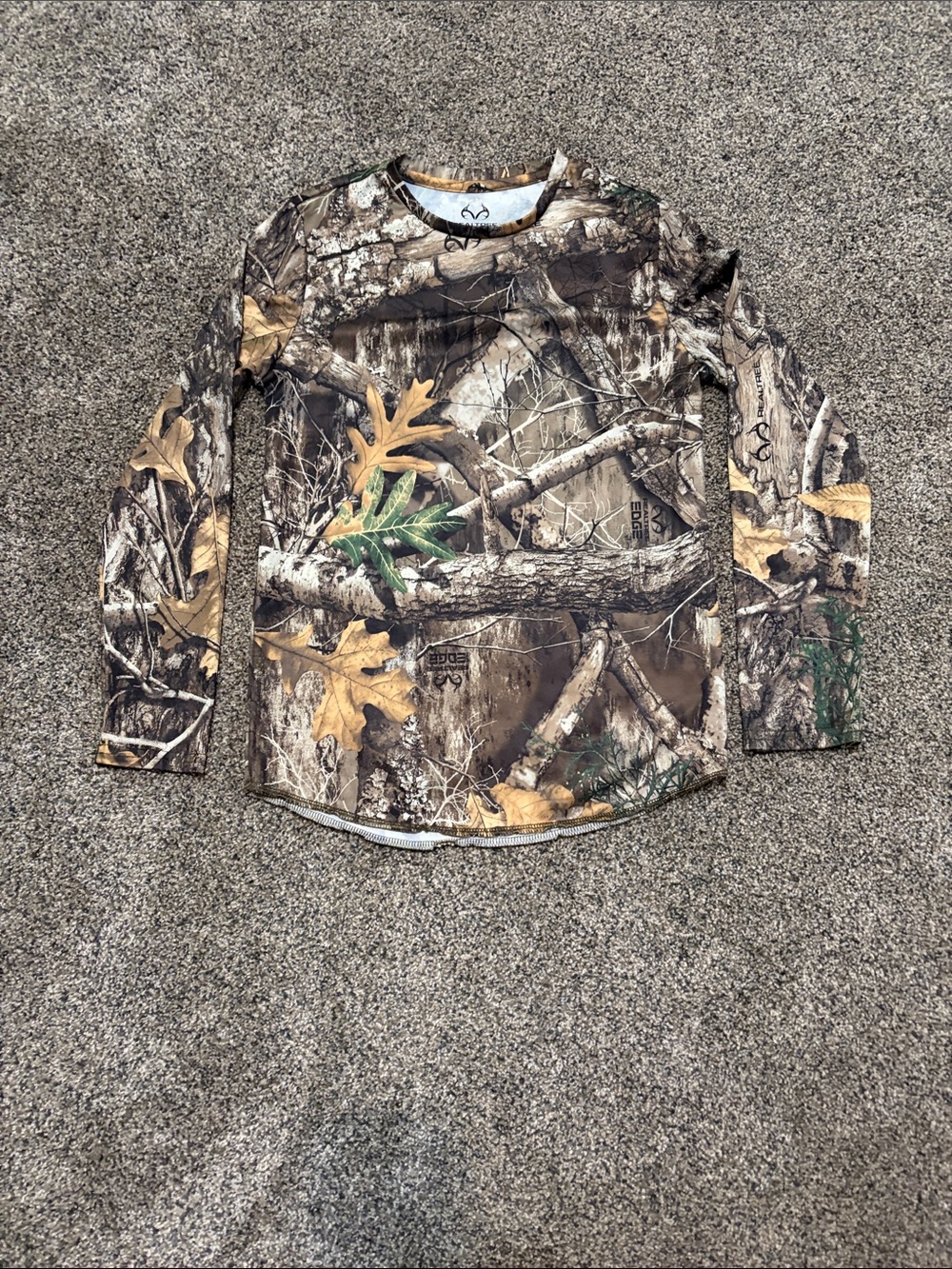 Boys Realtree Long Sleeve Woodland Camo Tee in Brown, Green, Tan Size L 10/12